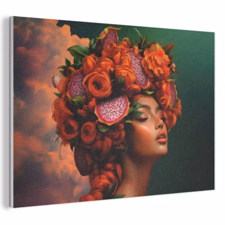 Akoestisch schilderij - Vrouw - Drankenfruit - Rozen — 1