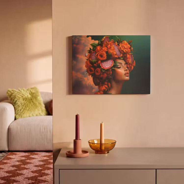 Akoestisch schilderij - Vrouw - Drankenfruit - Rozen — 2