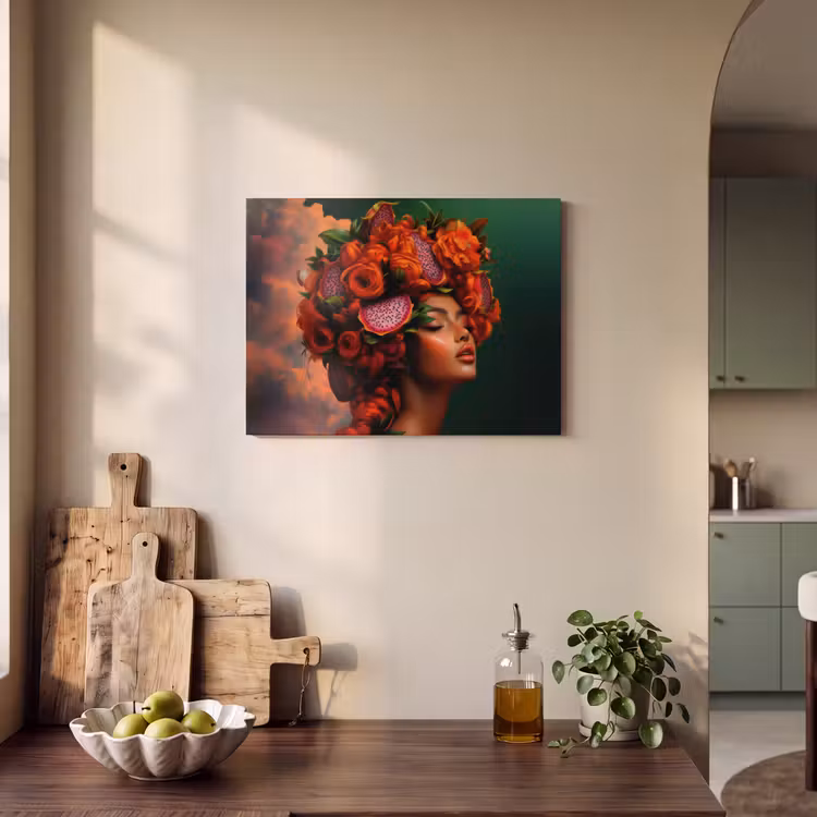 Akoestisch schilderij - Vrouw - Drankenfruit - Rozen — 3