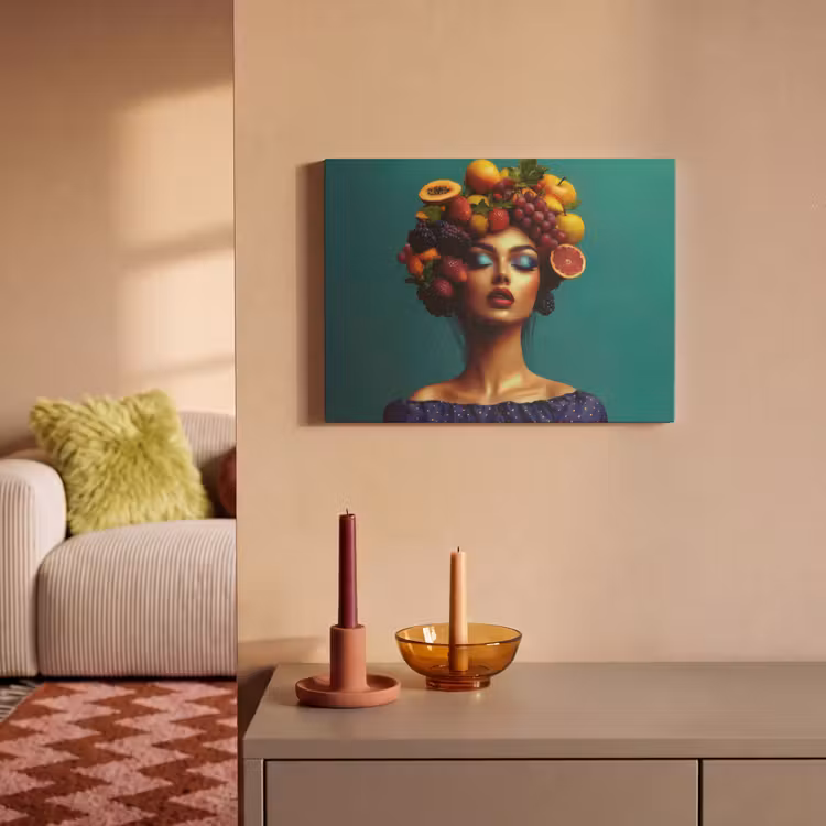 Akoestisch schilderij - Vrouw - Hoodtooi - Tropisch - Fruit - Druiven — 2