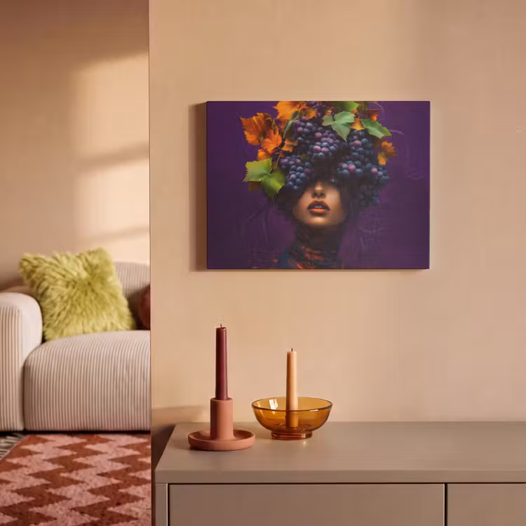Akoestisch schilderij - Vrouw - Paars - Druiven — 2