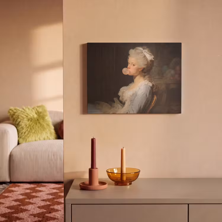 Akoestisch schilderij - Vrouw - Barokjurk - Kauwgom — 2