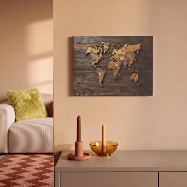 Akoestisch schilderij - Wereldkaart - Hout - Mozaïek — 2