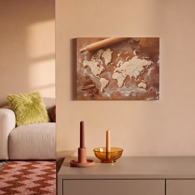 Akoestisch schilderij - Wereldkaart - Koekjesdeeg - Warme baksfeer — 2