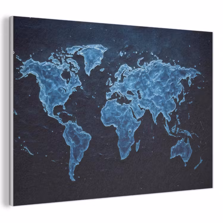 Akoestisch schilderij - Wereldkaart - Waterstructuur - Blauw — 1