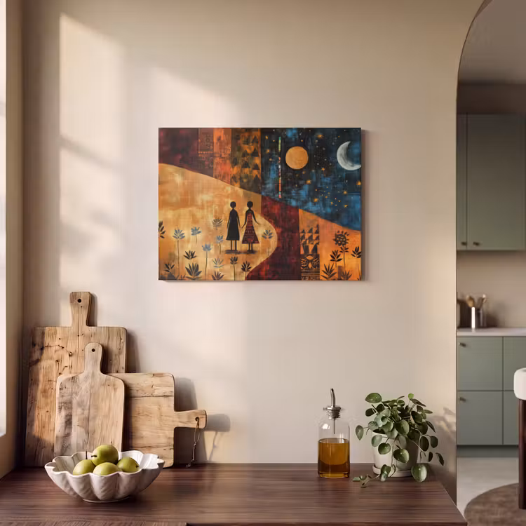 Akoestisch schilderij - Silhouetten - Abstract - Zon - Maan — 3