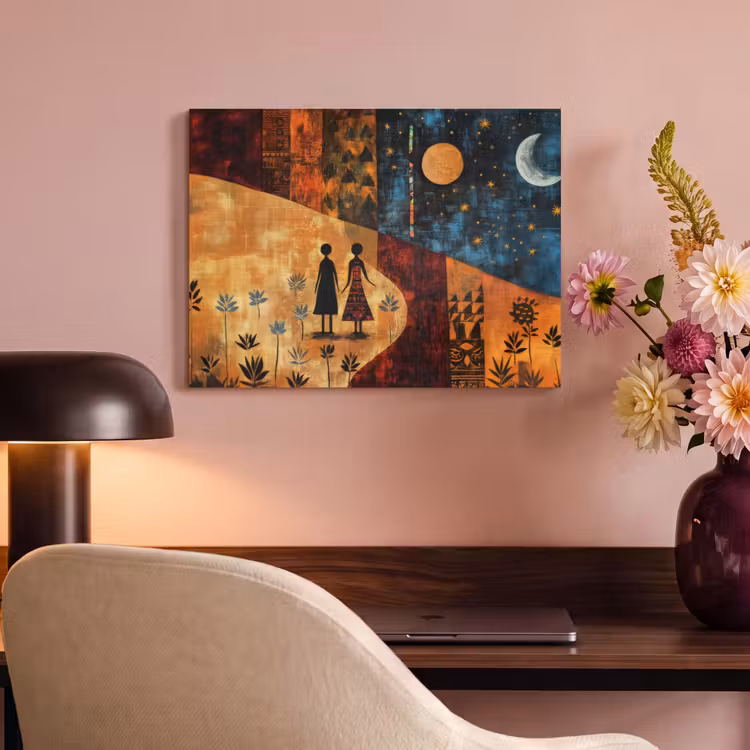 Akoestisch schilderij - Silhouetten - Abstract - Zon - Maan — 4