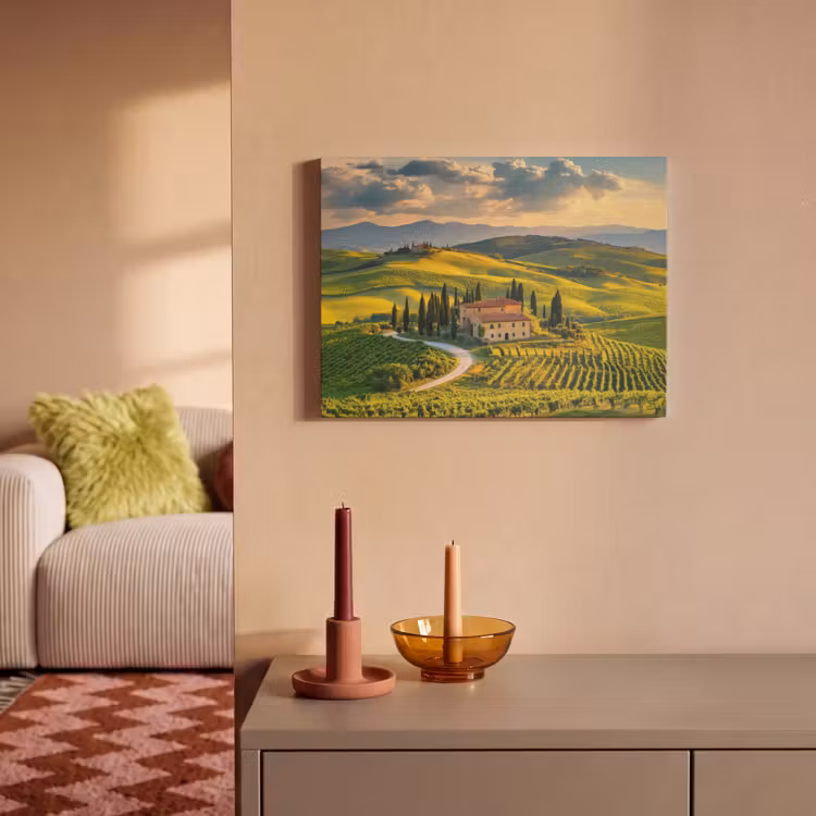 Akoestisch schilderij - Toscane - Landschap - Wijngaarden — 2