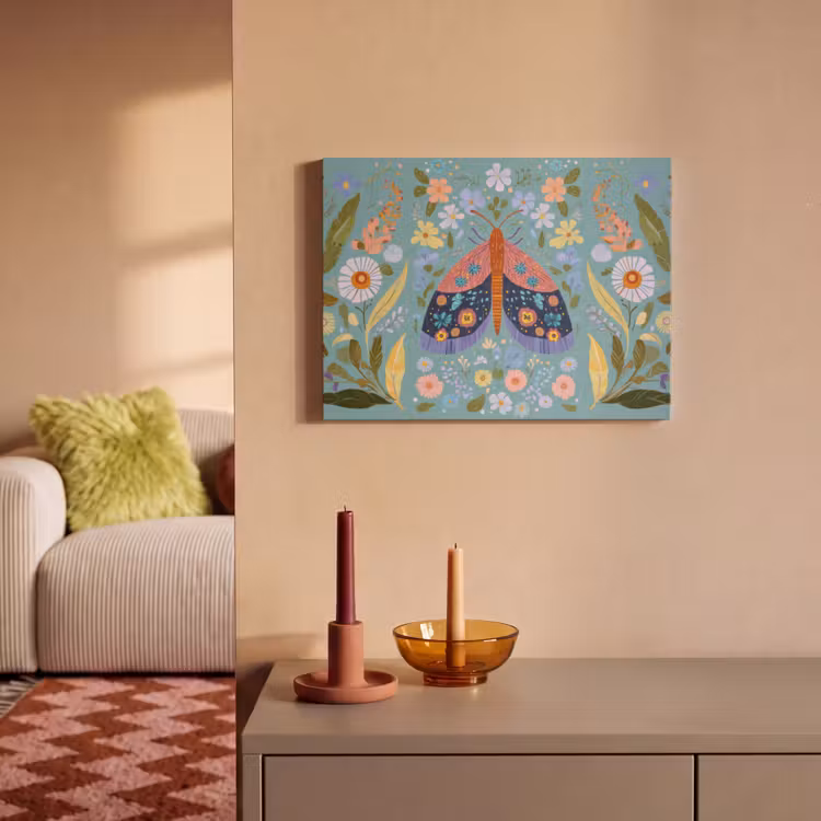 Akoestisch schilderij - Vlinder - Sierlijk - Bloemen - Bladeren — 2