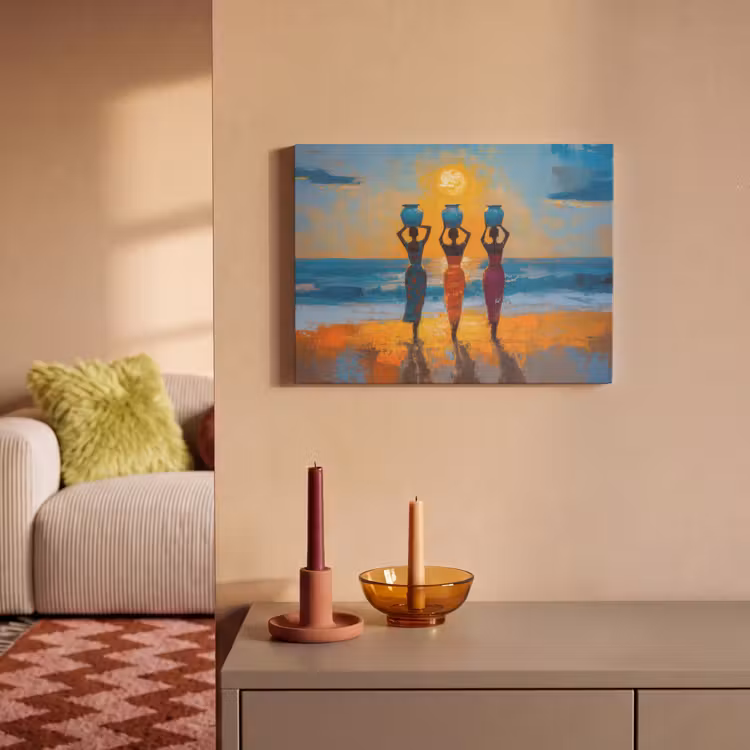 Akoestisch schilderij - Vrouwen - Strand - Zondsondergang — 2