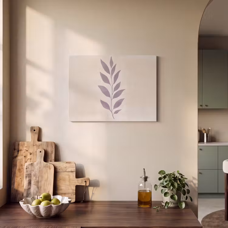 Akoestisch schilderij - Tak - Bladeren - Minimalistisch - Beige — 3