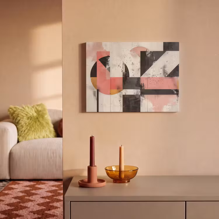 Akoestisch schilderij - Roze - Abstract - Aesthetic - Modern - Vormen — 2