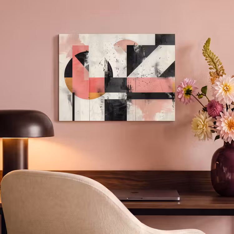 Akoestisch schilderij - Roze - Abstract - Aesthetic - Modern - Vormen — 4