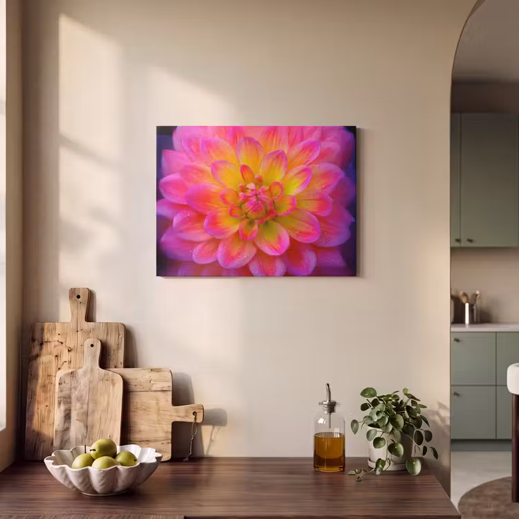 Akoestisch schilderij - Roze - Dahlia - Kleurrijk — 3