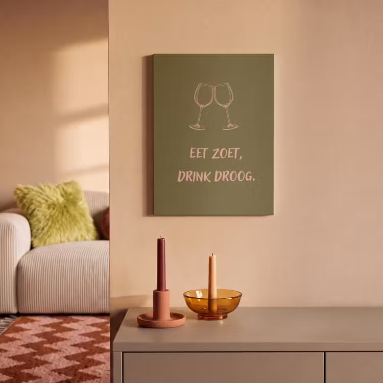 Akoestisch schilderij - Roze - Groen - Wijn - Quote — 2