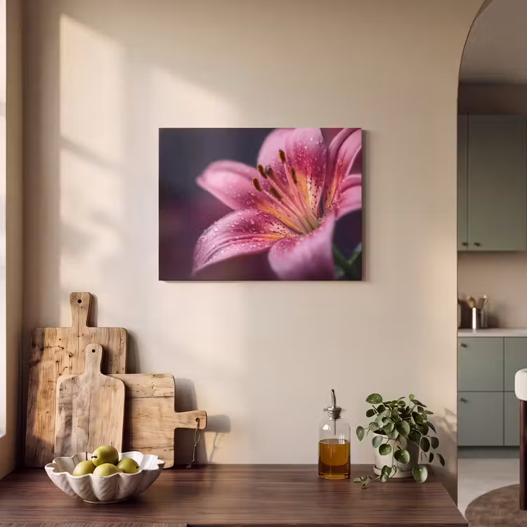 Akoestisch schilderij - Roze - lelie - Dauwdruppels — 3