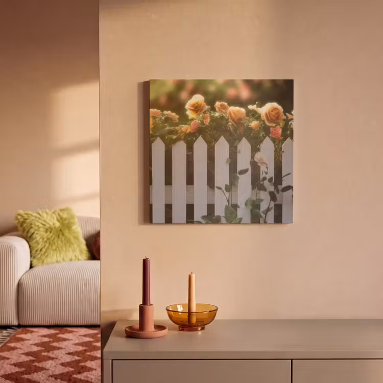Akoestisch schilderij - Rozen - Hek - Zonlicht — 2
