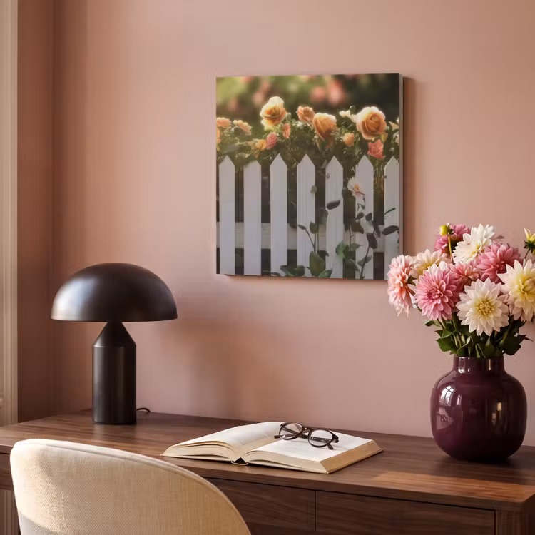Akoestisch schilderij - Rozen - Hek - Zonlicht — 4