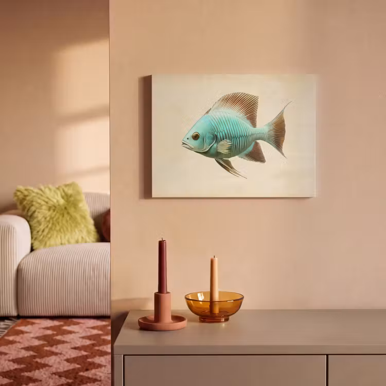 Akoestisch schilderij - Schubben - Vis - Mint - Minimalistisch — 2