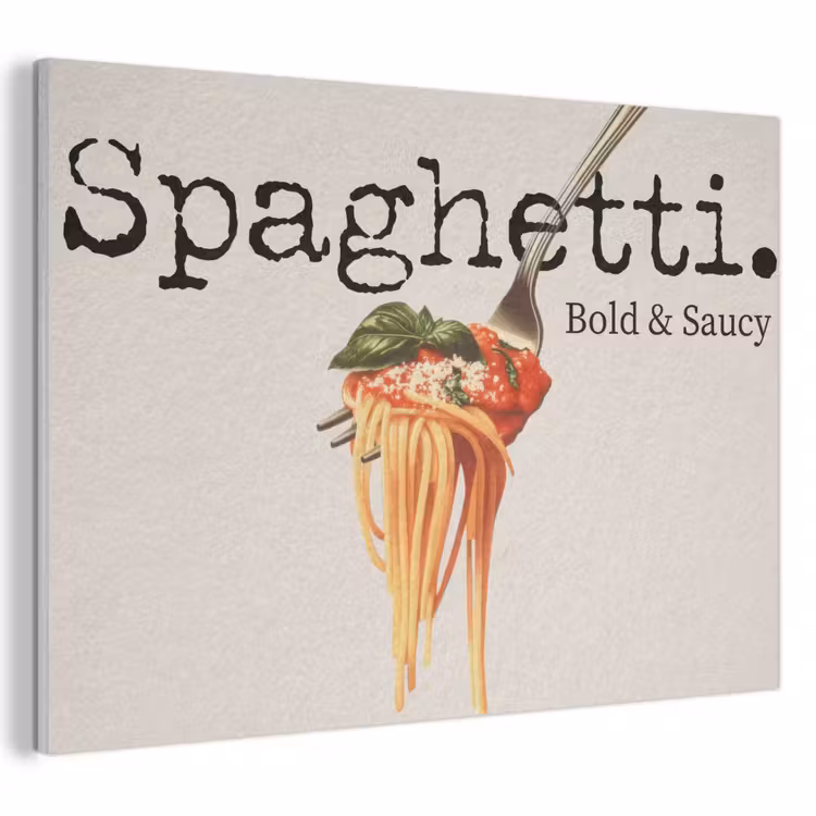 Akoestisch schilderij - Spaghetti - tomatensaus - Parmezaanse kaas — 1