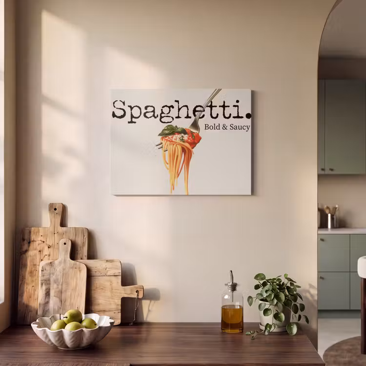 Akoestisch schilderij - Spaghetti - tomatensaus - Parmezaanse kaas — 3