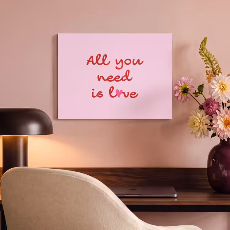 Akoestisch schilderij - Tekst - Roze - Love - Hart — 4