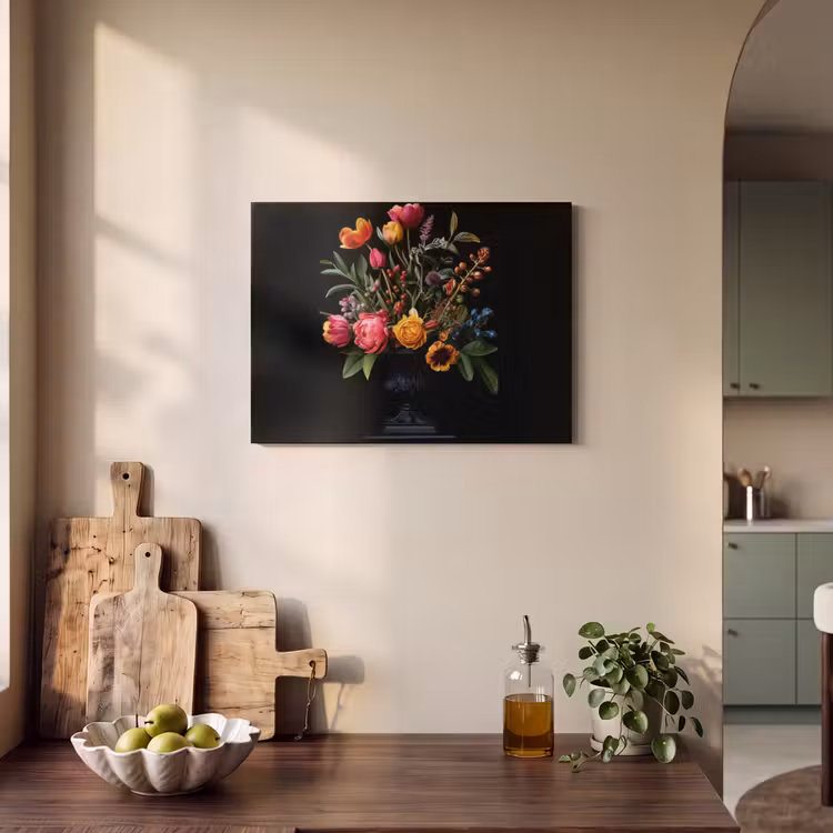 Akoestisch schilderij - Tulpen - Bessen - Boeket - Vaas — 3