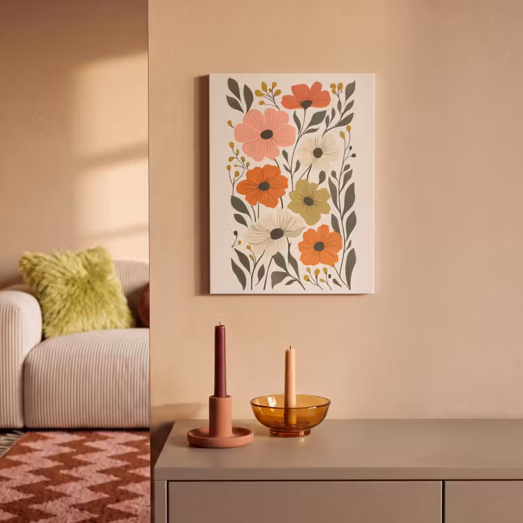 Akoestisch schilderij - Veldbloemen - Stengels - Blaadjes - Groen — 2