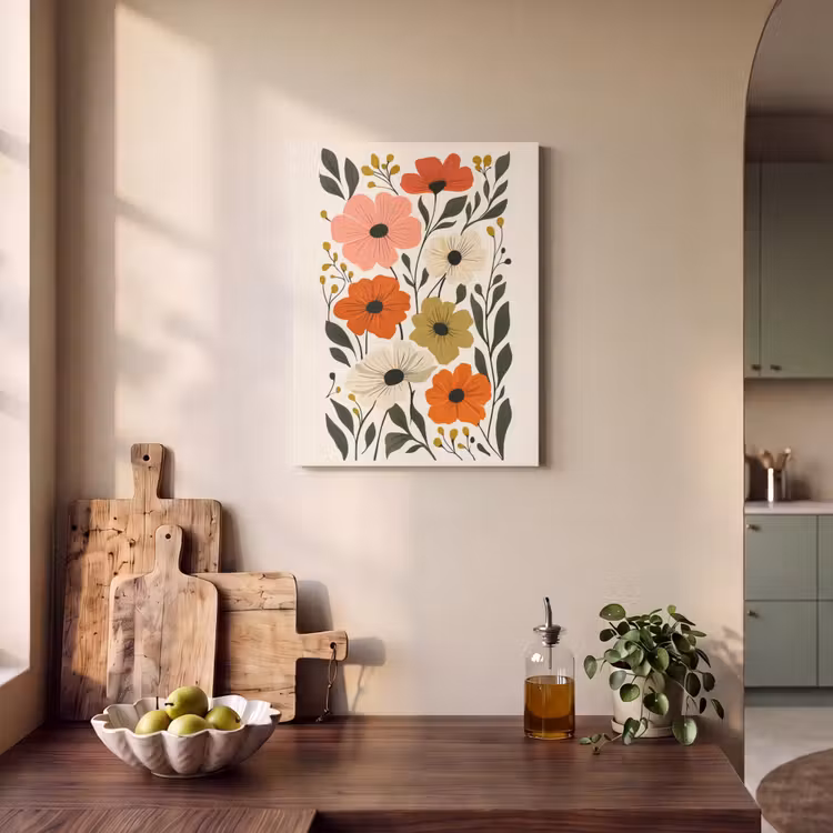 Akoestisch schilderij - Veldbloemen - Stengels - Blaadjes - Groen — 3