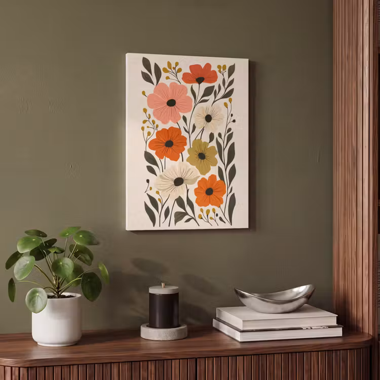 Akoestisch schilderij - Veldbloemen - Stengels - Blaadjes - Groen — 4
