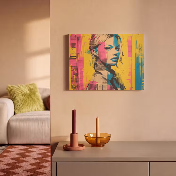 Akoestisch schilderij - Vrouw - Verfstrepen - Gekleurd — 2