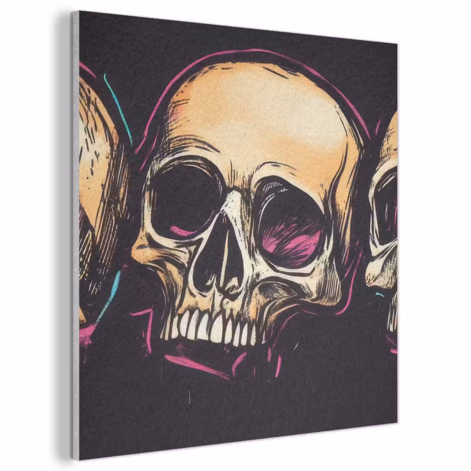 Akoestisch schilderij - Schedels - Graffiti - Neon — 1