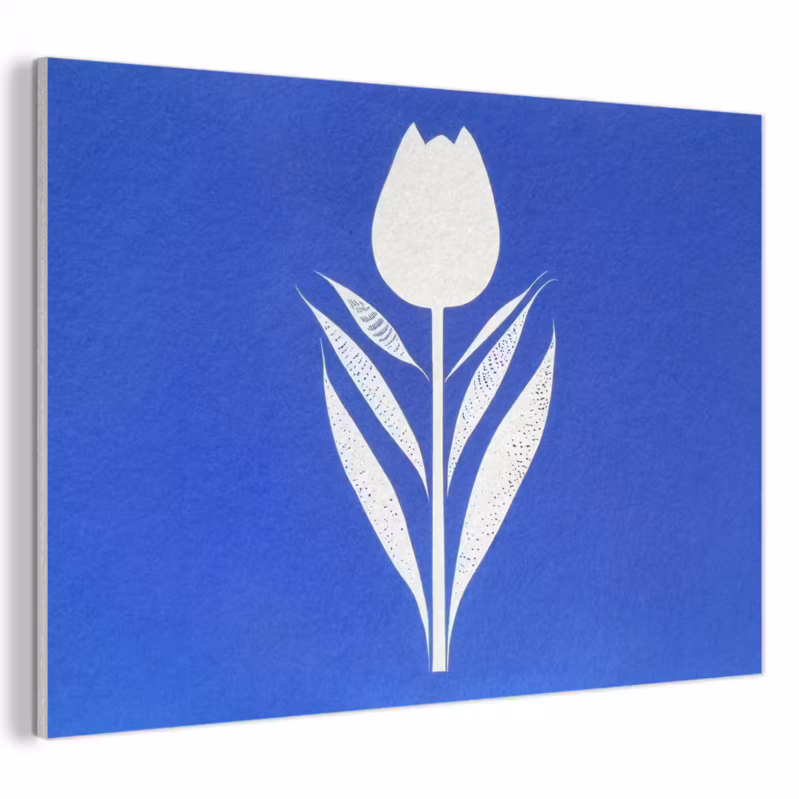 Akoestisch schilderij - Tulp - Minimalistisch - Bladeren - Wit — 1