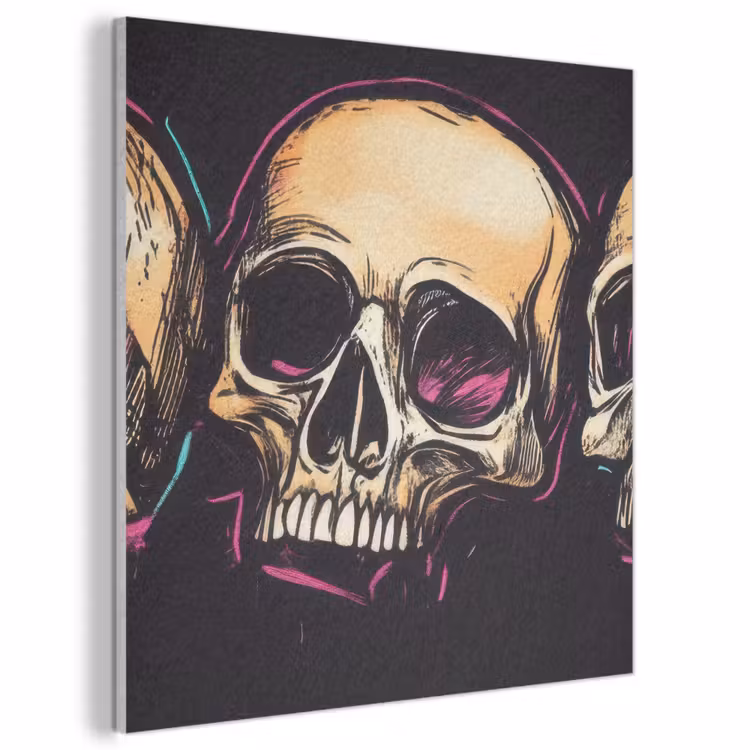 Akoestisch schilderij - Schedels - Graffiti - Neon — 1