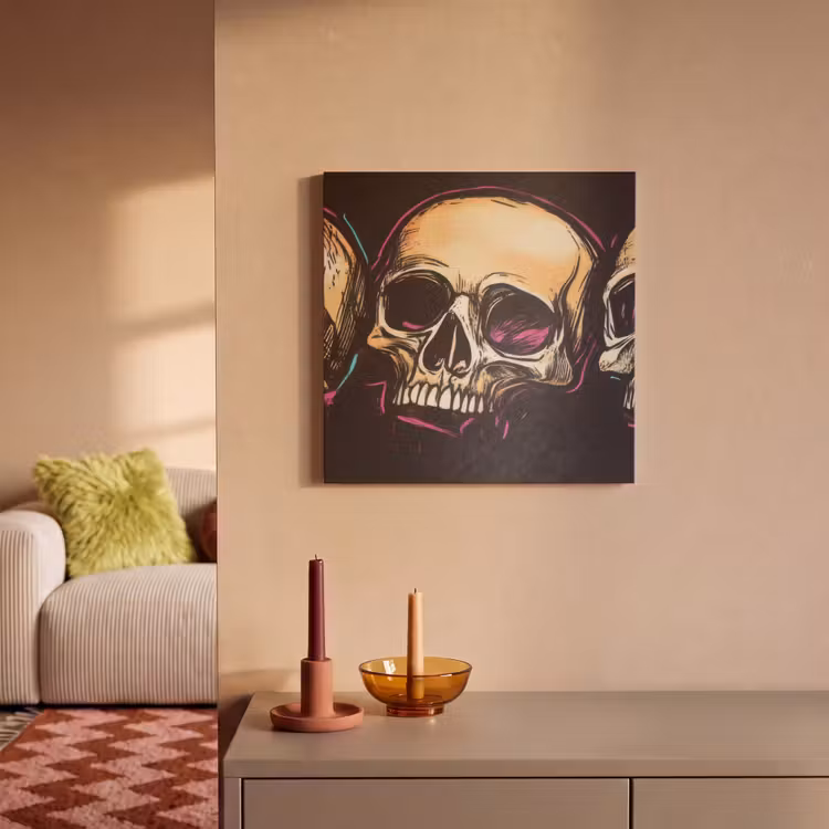 Akoestisch schilderij - Schedels - Graffiti - Neon — 2