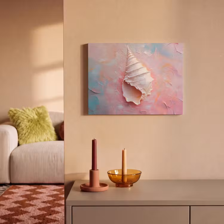 Akoestisch schilderij - Schelp - Pastel - Pink — 2