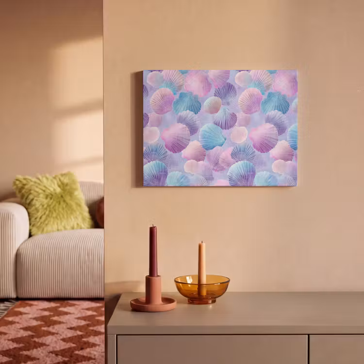 Akoestisch schilderij - Schelpen - Paars - Blauw - Patroon — 2
