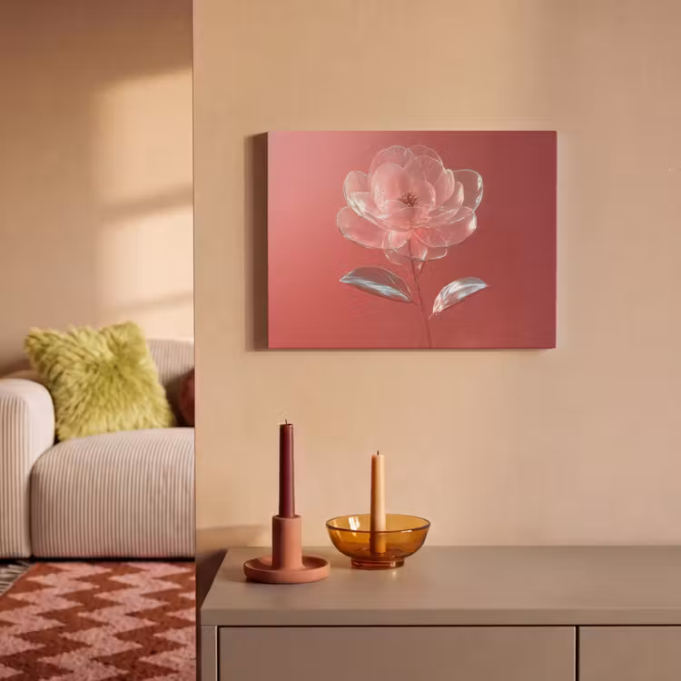 Akoestisch schilderij - Sierlijk - Bloem - Roze - Glazen — 2