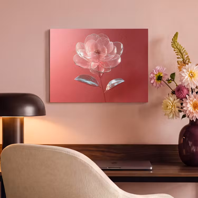 Akoestisch schilderij - Sierlijk - Bloem - Roze - Glazen — 4
