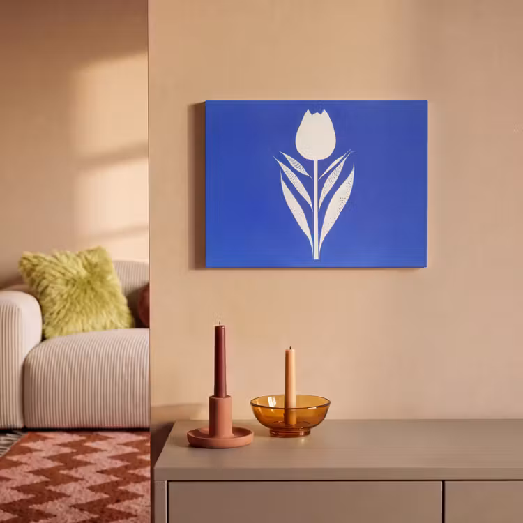 Akoestisch schilderij - Tulp - Minimalistisch - Bladeren - Wit — 2
