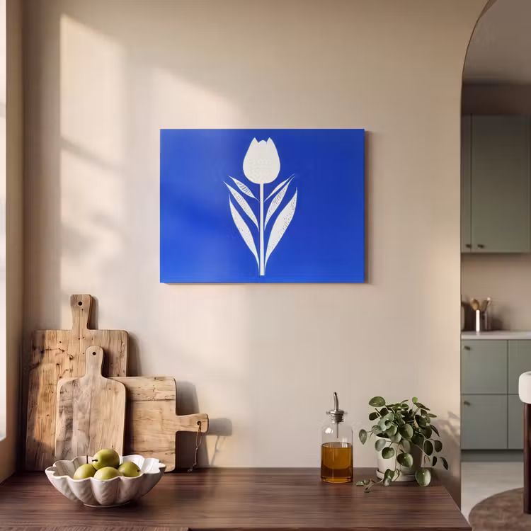 Akoestisch schilderij - Tulp - Minimalistisch - Bladeren - Wit — 3
