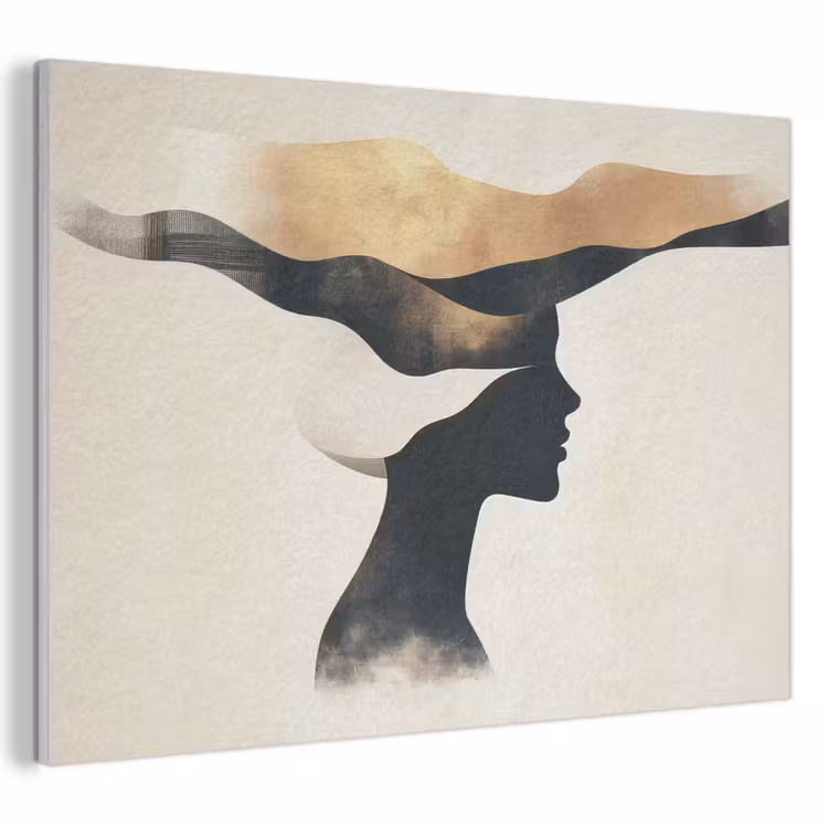 Akoestisch schilderij - Vrouw - Golven - Zwart — 1