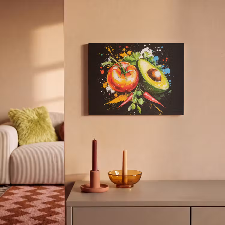 Akoestisch schilderij - Tomaat - Avocado - Peper - Graffiti - Verf - Modern — 2