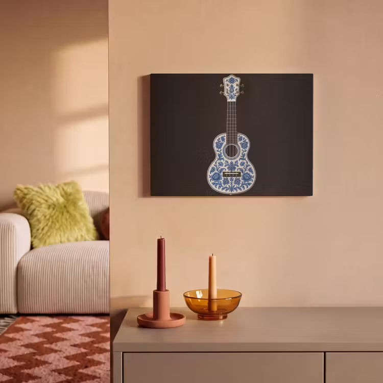 Akoestisch schilderij - Ukelele - Delfts - Blauw - Muziek — 2