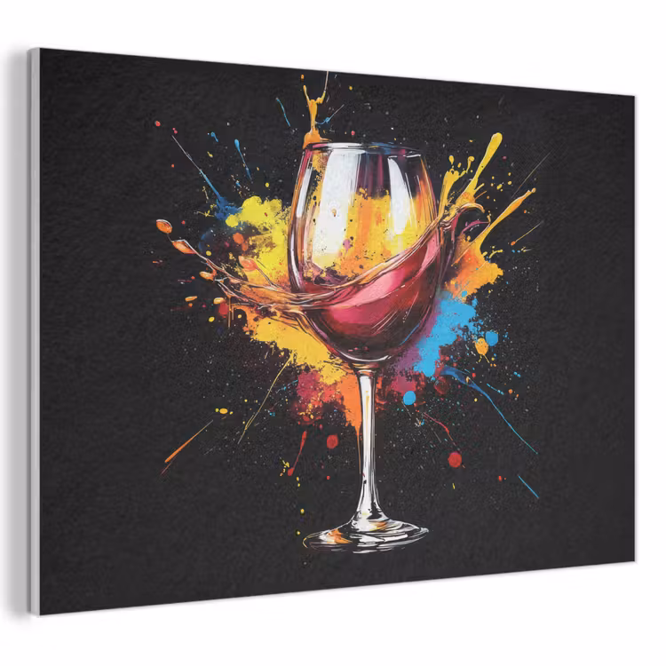 Akoestisch schilderij - Wijn - Glas - Graffiti - Borrel - Rood - Verf — 1