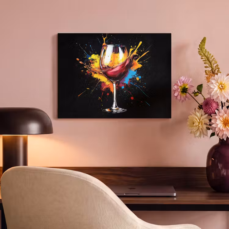 Akoestisch schilderij - Wijn - Glas - Graffiti - Borrel - Rood - Verf — 4