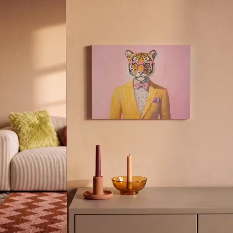 Akoestisch schilderij - Tijger - Bril - Geel - Jasje — 2