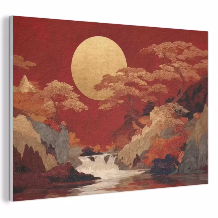 Akoestisch schilderij - Volle maan - Landschap - Waterval — 1