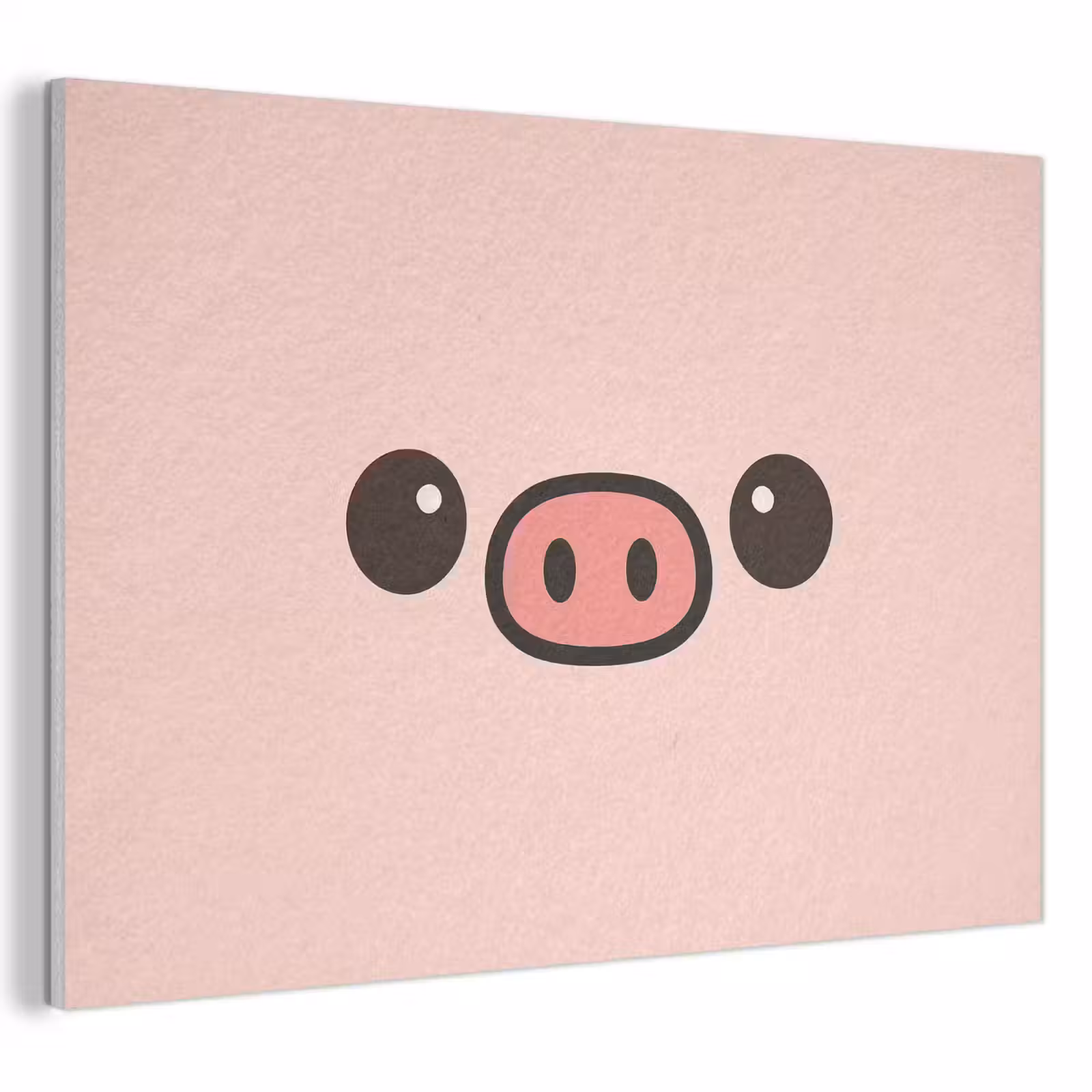 Akoestisch schilderij - Varken - Roze - Minimalistisch — 1