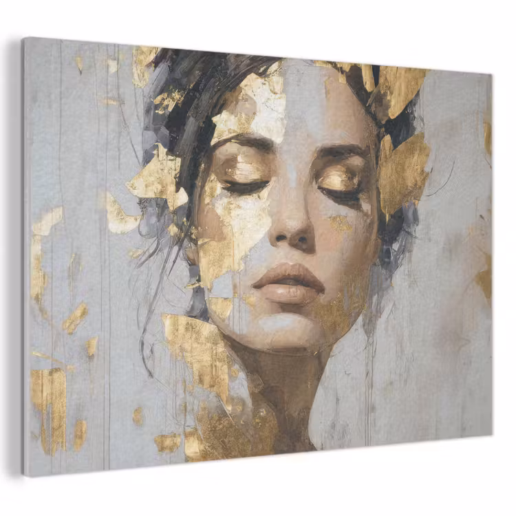 Akoestisch schilderij - Sierlijk - Vrouw - Goud - Ogen — 1